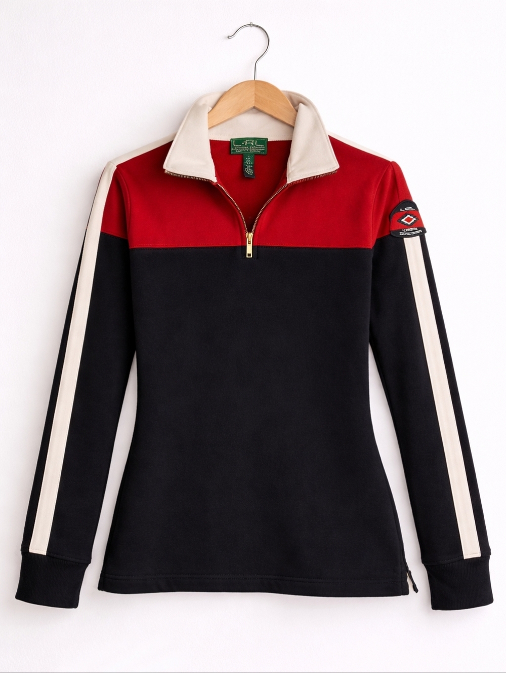 ✨2/$25 LRL Ralph Lauren Active~VTG~Aztec Patch~1/4 Zip~Women Pullover~Size Small